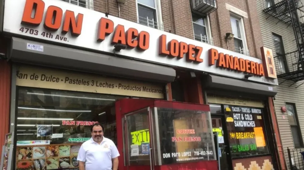 The Don Paco Lopez Panaderia storefront on 4th Avenue in Brooklyn